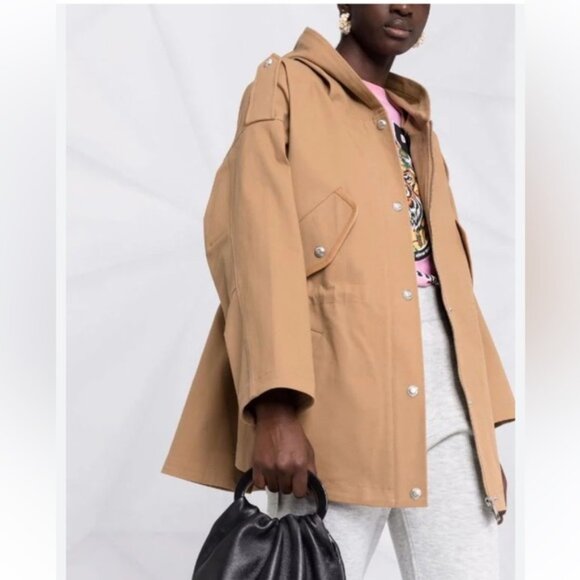 Maje Gangzyum Hood Oversized Elastic Drawstring Stretch Hooded Jacket Preppy Tan - Picture 5 of 16